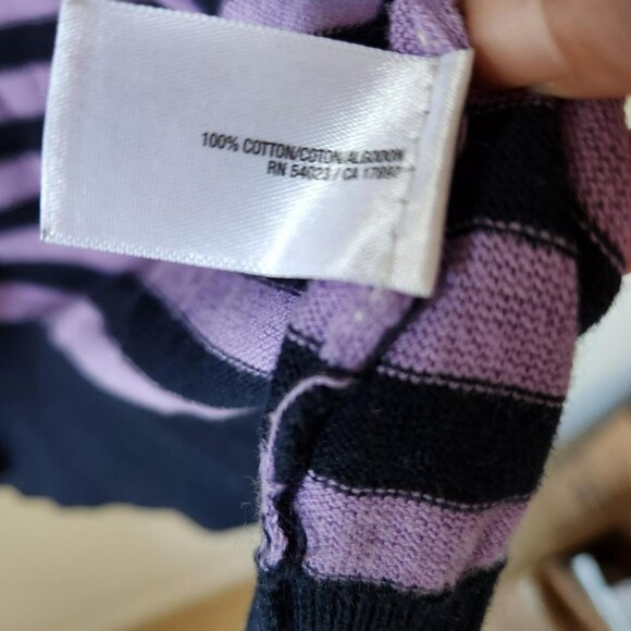 OLD NAVY Y2K Striped Purple & Dark Navy Blue Cardigan Sz M Preppy 100% cotton - Picture 5 of 5